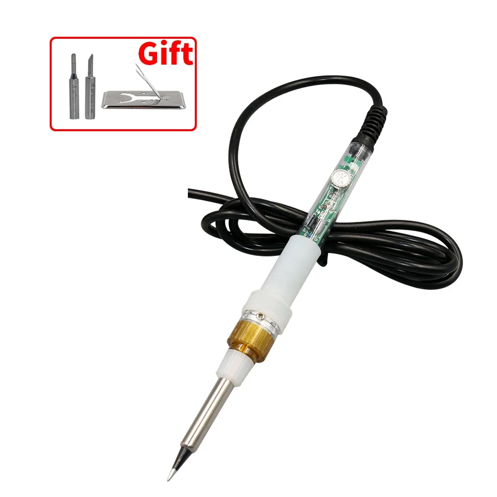 

60W adjustable temperature soldering iron kit ABF 836 110V US 220V EU plug soldering iron tips stander pump solder as GJ EP916L