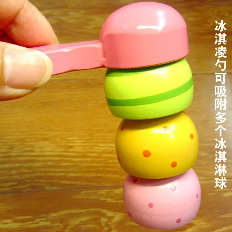 Акция! Горячая деревянная игрушка ролевые игры игрушка Моделирование магнитного мороженого красочные кухонные продукты детская игрушечная еда день рождения D168