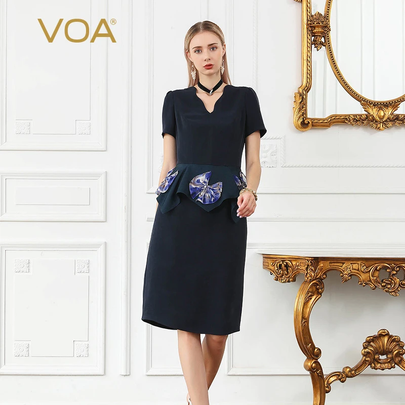 navy midi work dress