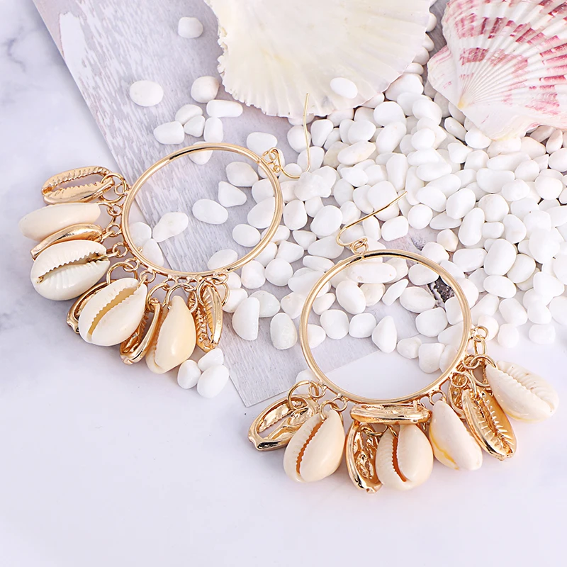 

KOMi 50G Minimalists Round Sea Shell Drop Earrings Charming Bohemia Delicate boucles d'oreilles Pour Girl Gifts A40114