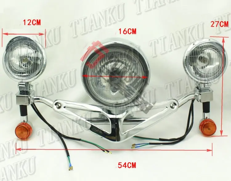 Metal HeadLight +Turn Light Bar Fog Spot For Honda Shadow Spirit Sabre Aero ACE Steed VLX 400 600 1100 DLX VTX1300 1800 |