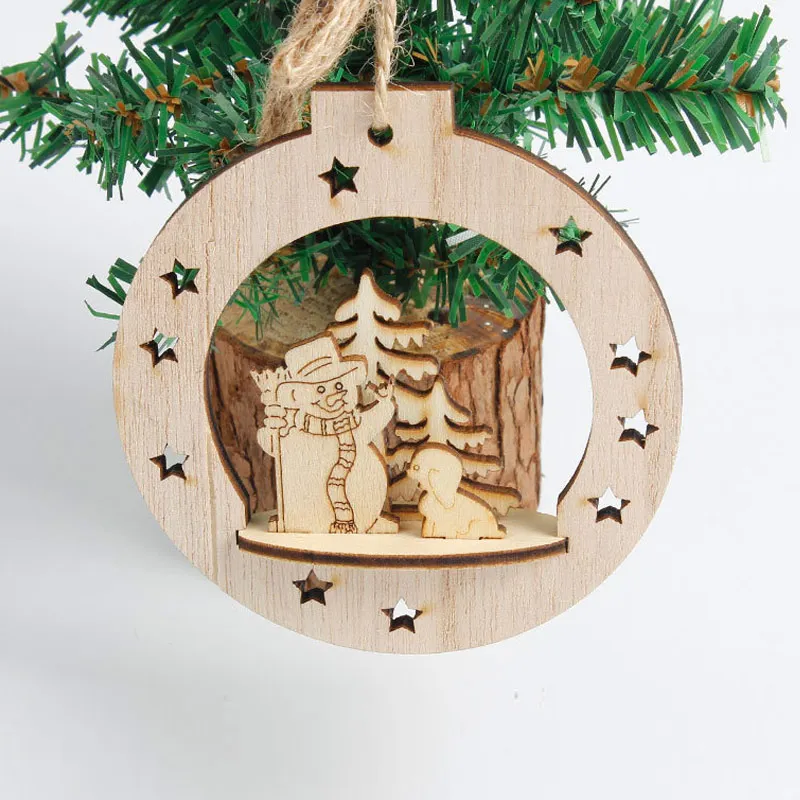 Рождественская елка подвесная Подвеска деревянная резьба украшения аксессуары домашний декор XHC88