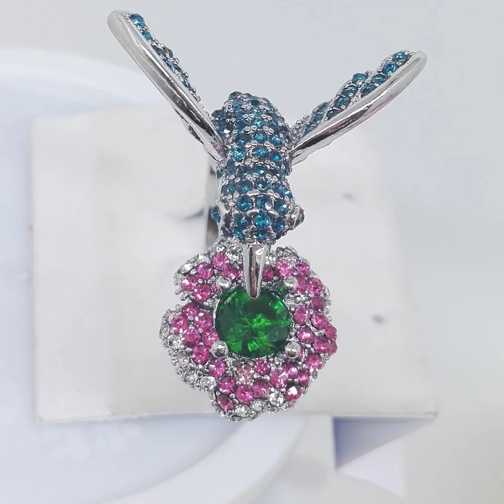 Fashion Women's Silver Plated Crystal Rhinestones Bird Flower Ring Wedding Engagement Jewelry Gift #267974