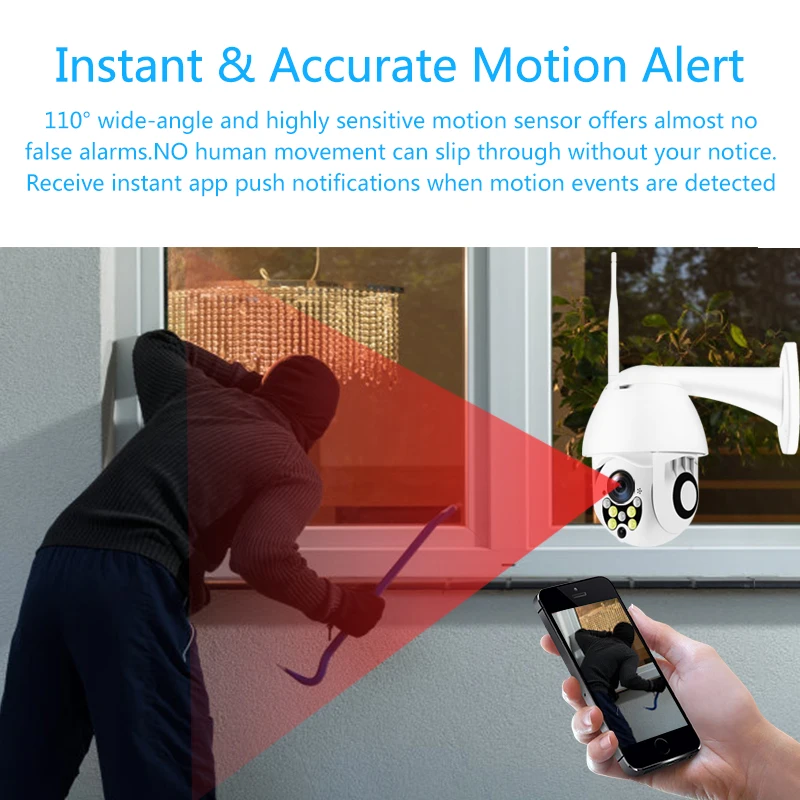  Wireless Wifi IP Camera 1080P PTZ Outdoor Speed Dome Security Camera Pan Tilt 4X Digital Zoom Netwo - 33007338519