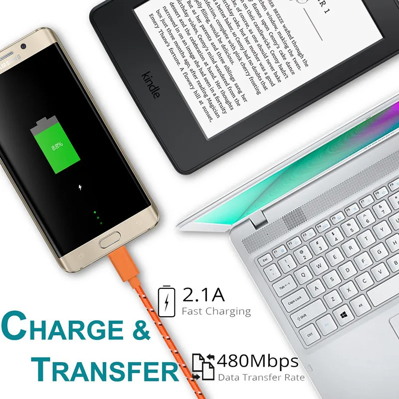 Для Asus Zenfone Max Pro M2 ZB631KL ZB633KL ZC600KL alcatel 5V 3V Idol 5 Android Phone нейлоновая оплетка Micro USB кабель для быстрой зарядки