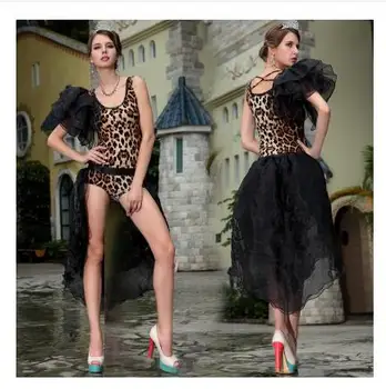 

Europe bar girl dS and yarns, stretch cotton leopard collar dance costumes costumes singer clothing sexy leopard dress leotard