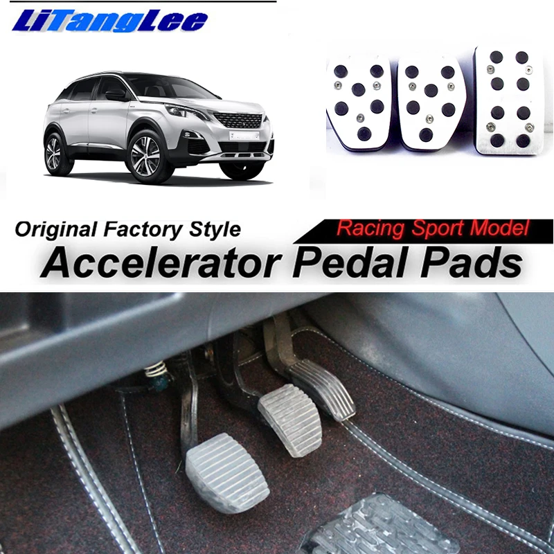 

LitangLee Car Accelerator Pedal Pad Cover Foot Throttle Pedal Cover Sport Racing Model For Peugeot 3008 I MT 2008~2016