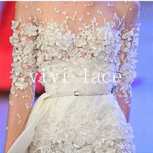 HXX014 белый Добби прекрасный цветок аппликация молочного волокна вышивка мягкий тюль сетки высокой моды для свадьбы/вечернее платье