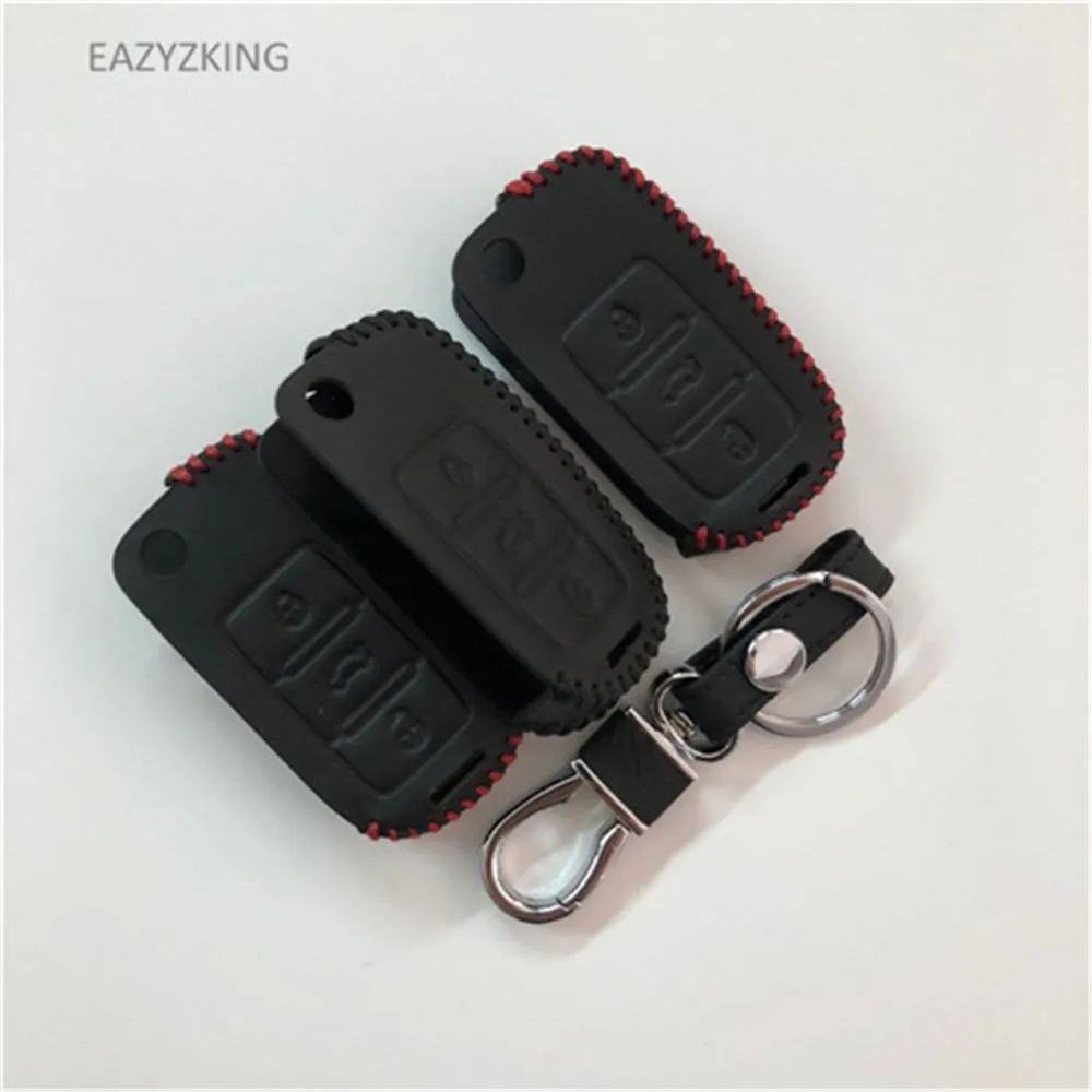 

EAZYZKING Leather car key cover Case For Volkswagen Passat Polo Golf Touran Jetta Tiguan SEAT Ibiza Leon for SKODA Octavia Fabia