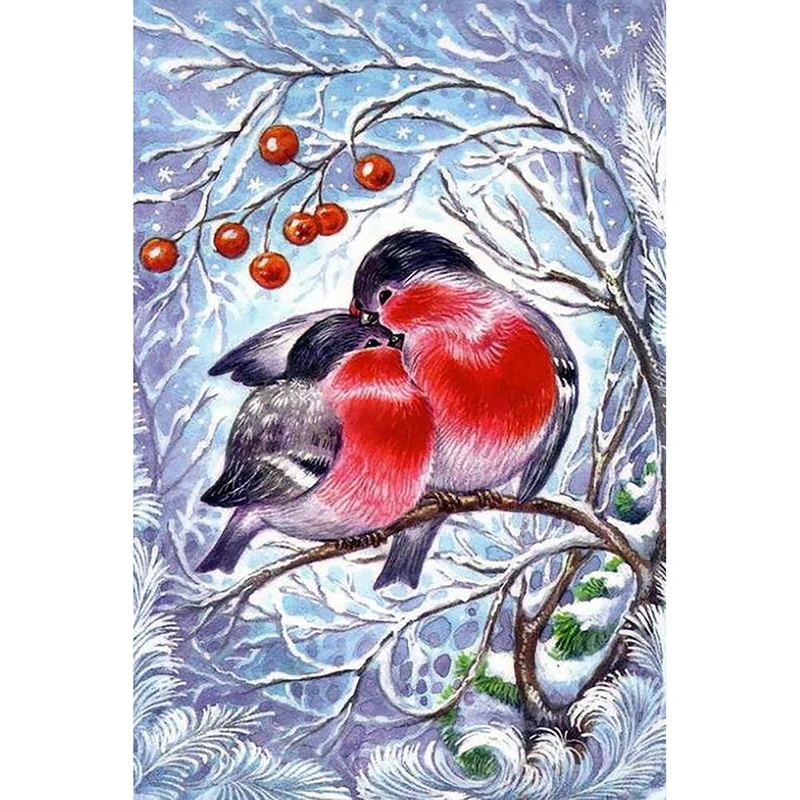 

Diamond Mosaic art Full Square/Round Daimond Painting Two Dear Birds on The Branches Mosaic Rhinestone Embroidery Painting