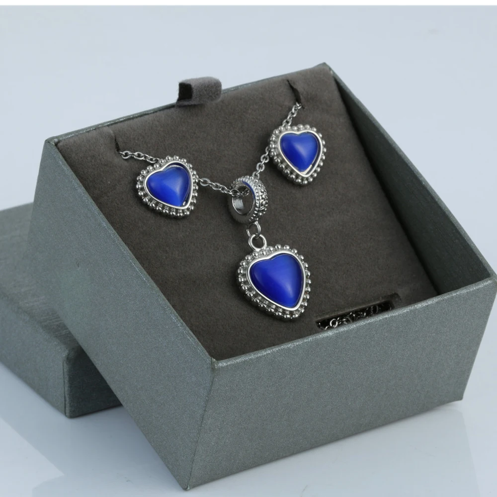 

blue Heart Wedding Bridal Jewelry Sets Silver Color Wedding Jewelry Necklace Sets for Women ps0001