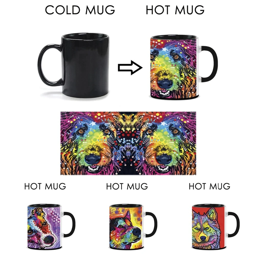 Funny Husky Coffee Mug Cute Dog Hot Cold Heat Temperature Sensitive Color Change Tea Cup Custom Fashion Magic Cup Travel Mug Mug Cute Coffee Mug Cutecoffee Mug Aliexpress