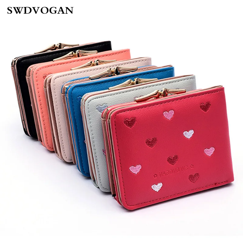 Women Wallet Coin Purse Trifold 2018 Design Cute Heart Women Wallet For