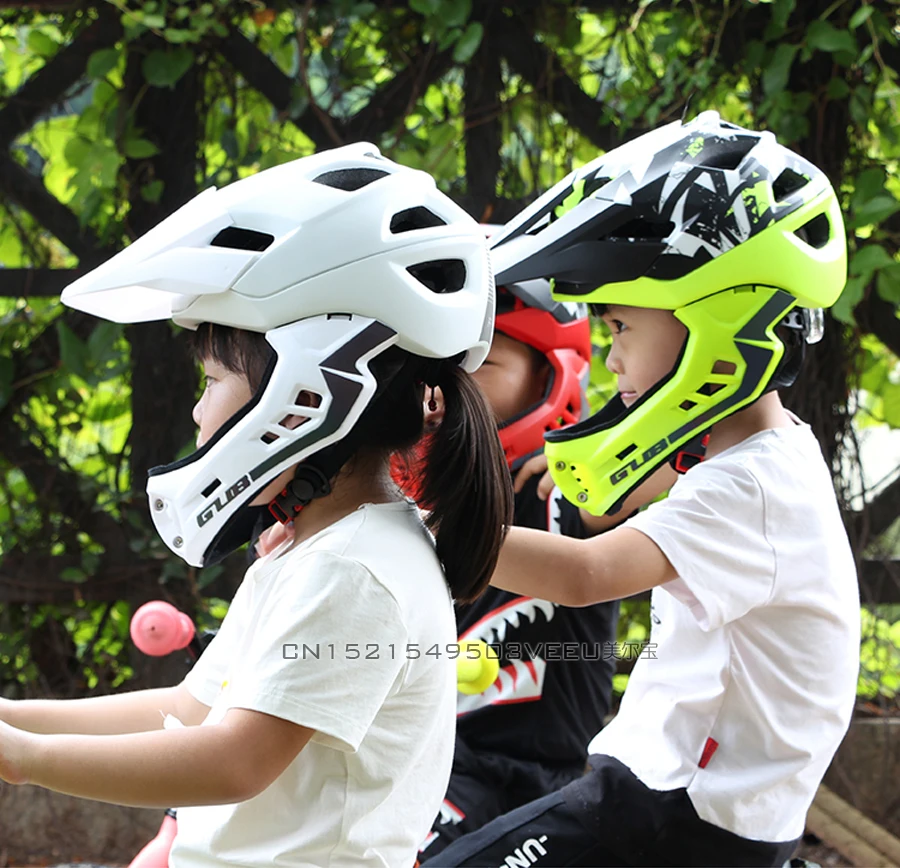 Детский Полнолицевой велосипедный шлем с подсветкой/отражающая полоса/Съемная Защита подбородка MTB/дорожный велосипедный шлем Скейтборд Спортивная Защитная крышка