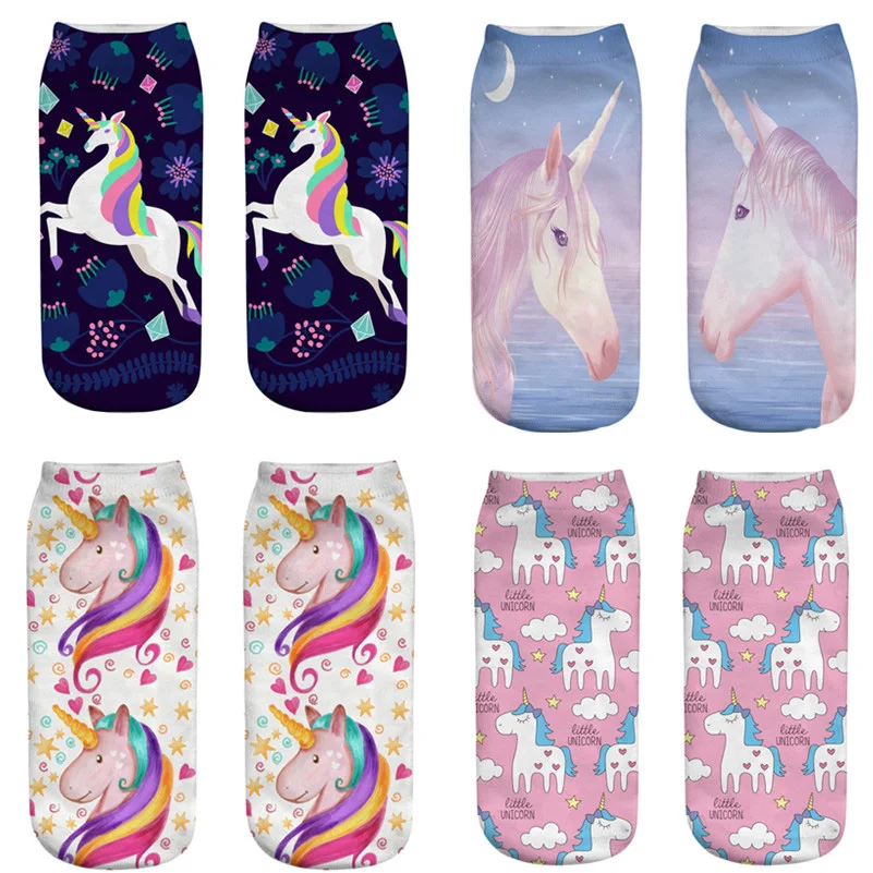 

New Colorful Unicorn Licorne soft Cotton Socks Women Spring Summer Funny Socks Sweet 3D Prints Socks for Pregnant Maternity
