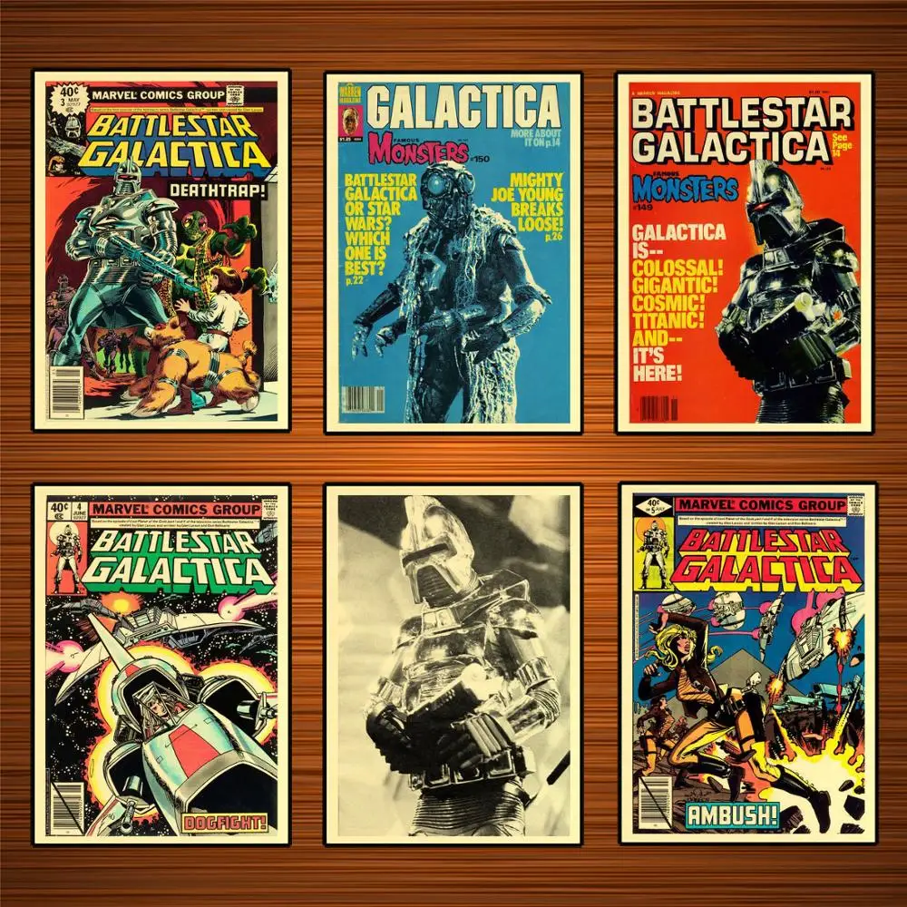 Винтажные постеры для научной фантастики Battlestar галактика из крафт бумаги