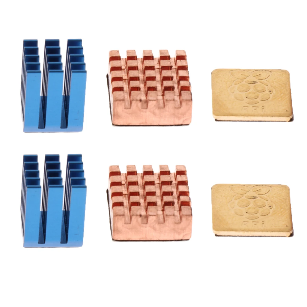 2set Cooling Copper Heatsinks Kit Cooler & Adhesive Tape for Raspberry Pi 3