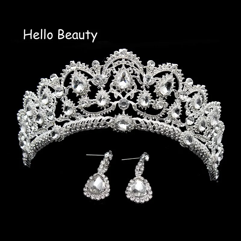 

Beauty Retro Quinceanera Tiara Bridal Hair Jewelry Rhinestone Crystal Pageant Crowns Wedding Baroque Hair Accessories For Bride