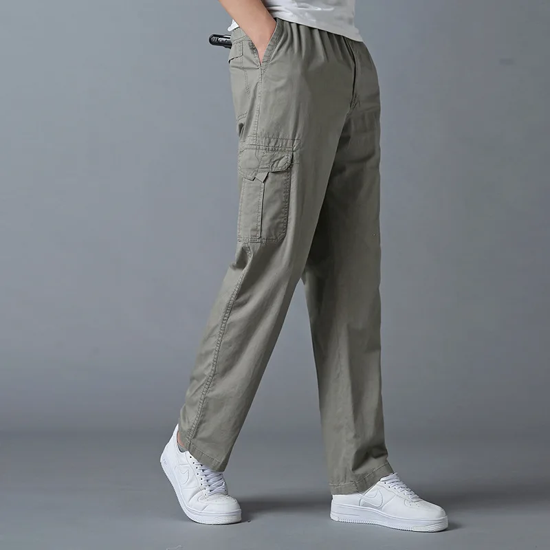 Плюс размер XL-6 XL (143 см талия) Чистый хлопок мужские брюки, весна, лето, тонкий большой ярдов свободный широкие брюки-комбинезон #601