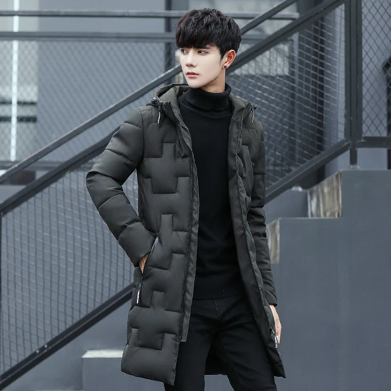 Stylish three-dimensional geometric stripes decorated men's winter down jacket perfect handsome thickening men's winter clothing