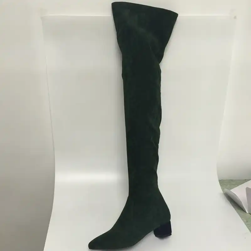 dark green knee high boots