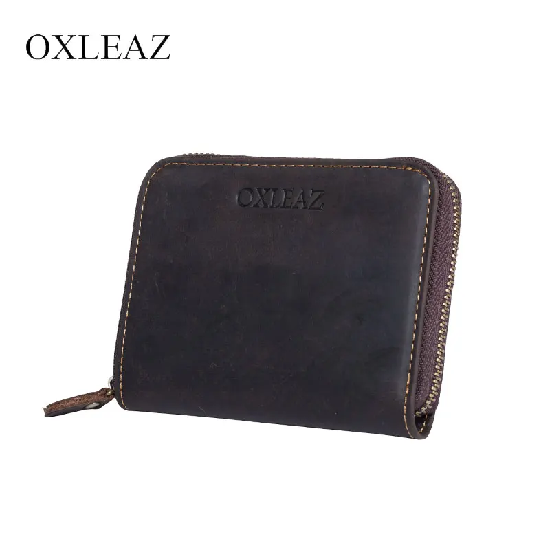 OXLEAZ Male Crazy Horse Leather Coin Pouch Zipper Wallet Short Small Men's Wallet Genuine Leather Purse Women Card Money Bag OXLEAZ Male Crazy Horse Leather Coin Pouch Zipper Wallet Short Small Men's Wallet Genuine Leather Purse Women Card Money Bag