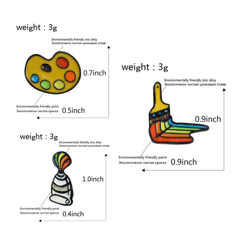Инструменты для рисования, эмалированная булавка для краски, пигментная Палитра кистей, булавка, броши для рубашки, пальто, нагрудная булавка, значок, подарок для друзей, детей