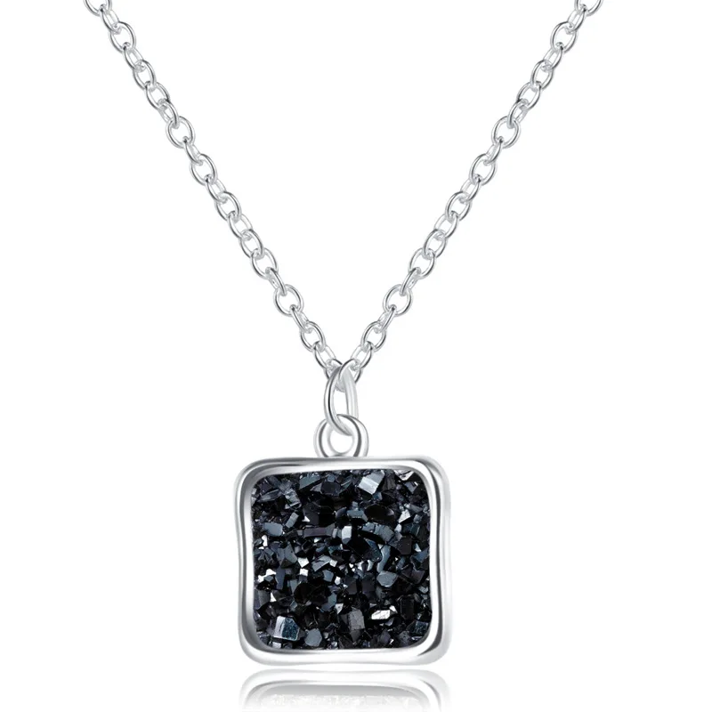 DANZE Симпатичные Bling Crystal Квадратный Кулон Цепочки и ожерелья для Для женщин
