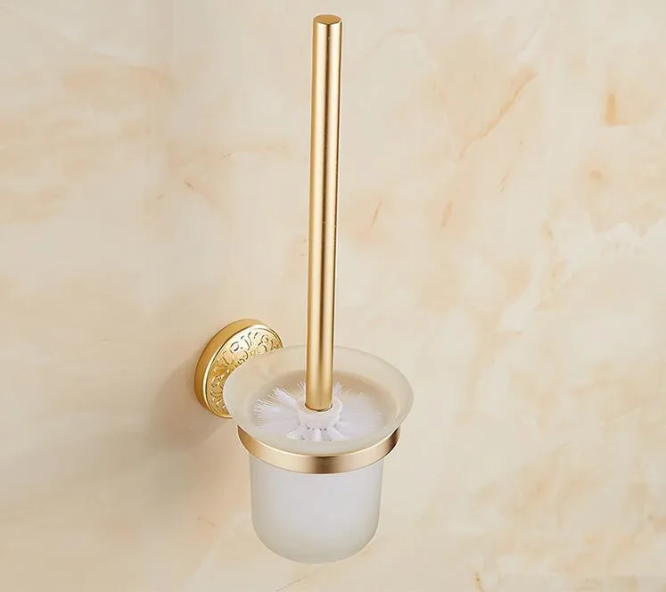 Европейский с позолотой держатель для туалетной щетки настенный, Ванная комната пространство alumminum туалетную щетку стойку набор, унитаз