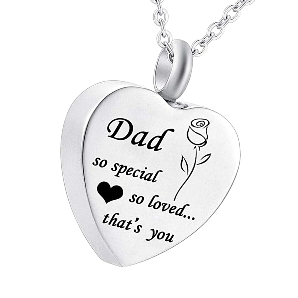MagiDeal Rose Flower Print Urn Ashes Holder Keepsake Memorial Dad Son Necklace Charms