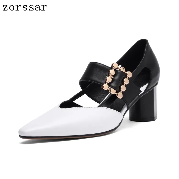 

Zorssar 2019 New arrival Female Single shoes fashion women pumps cow Leather Shallow slip on Pointed Toe High heels dress shoes