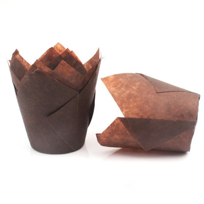 Tulip Cupcake Paper Cases 50pcs Cupcake Paper Cups Oilproof Muffin Cupcake Paper Cups Paper Form For Cupcakes Bakeware Cake Tool