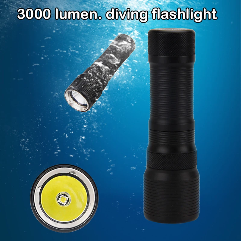 

CREE XML L2 torch high power 1*18650 battery Waterproof up to 100 meters submerged designed specifically for divers