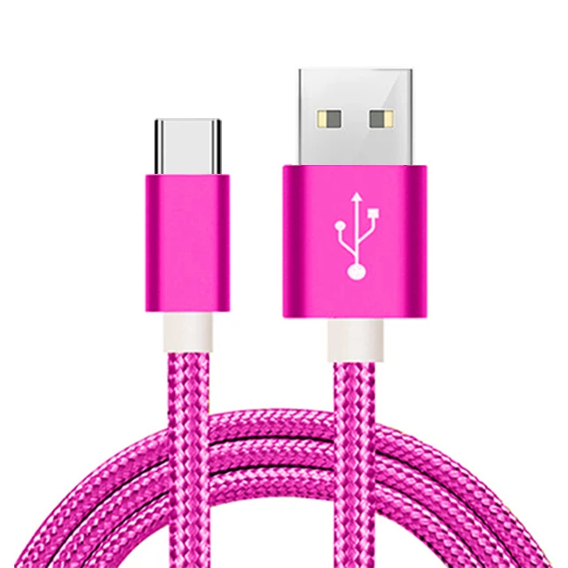 SUPTEC 3M 2.4A плетеный нейлоновый usb type C кабель для samsung S9 S8 Xiaomi huawei usb type C кабель для зарядки данных USB-C шнур для зарядного устройства - Цвет: Rose