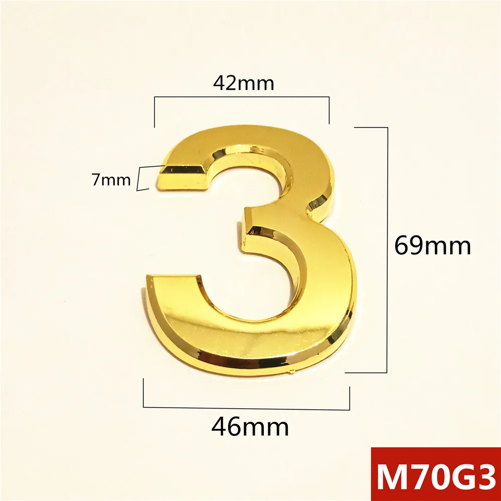 M70G亮金70mm塑料门牌=3号