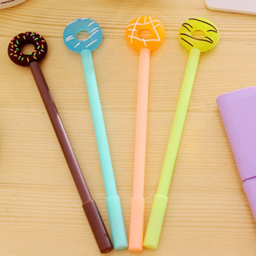 

1PCS Sweet Donuts Silicone Portable Black Gel Pen Ballpoint Writing Pen Stationery Supplies Color Random