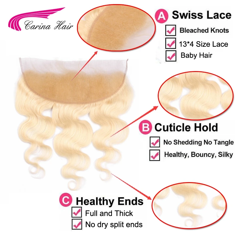 Platinum 613 Blonde Hair Wave Bundles with 13x4 Ear to Ear Lace Frontal Closure Brazilian Carina Remy Human Hair Extension Blond Platinum 613 Blonde Hair Wave Bundles with 13x4 Ear to Ear Lace Frontal Closure Brazilian Carina Remy Human Hair Extension Blond
