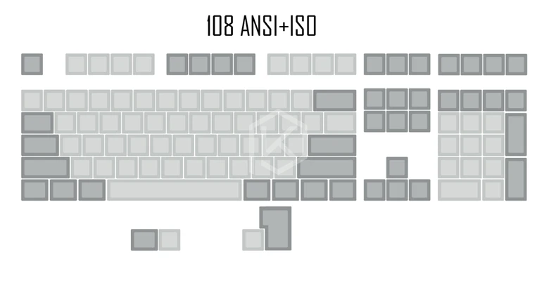 Dsa pbt пустой светильник градиентный нейтрально-серый фильтр колпачки 60% gh60 poker2 xd64 87 104 xd75 xd96 xd84 cosair k70 razer blackwidow планка jj40 jj50 - Цвет: For 108 plus ISO