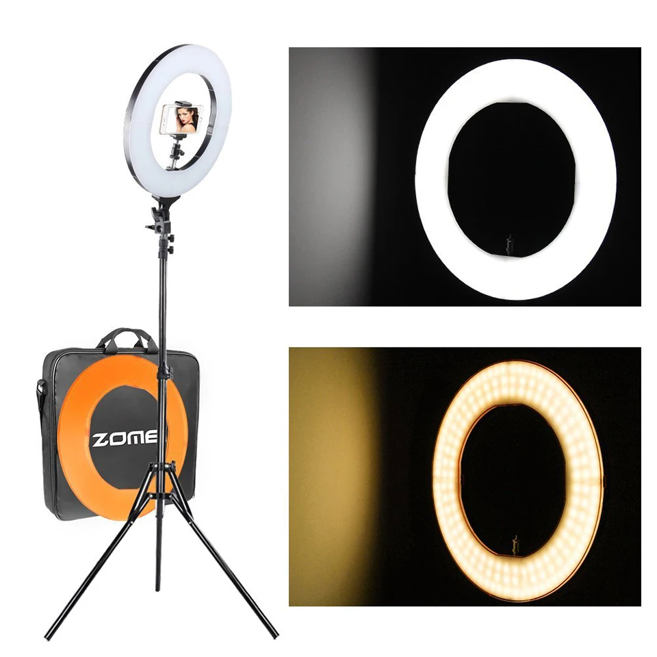 

ZOMEI Dimmable LED SMD Ring Light Photographic Ligting 41W Outer Plastic Color Filter Set Stand for Camera Photo/Video Shooting