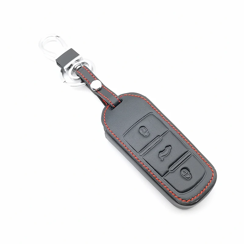 New Styles Car Key Leather Case Cover Skin Holder for Volkswagen Passat 3C B6 B7 DC 3 Buttons Smart Fob Remote Protective Shell |