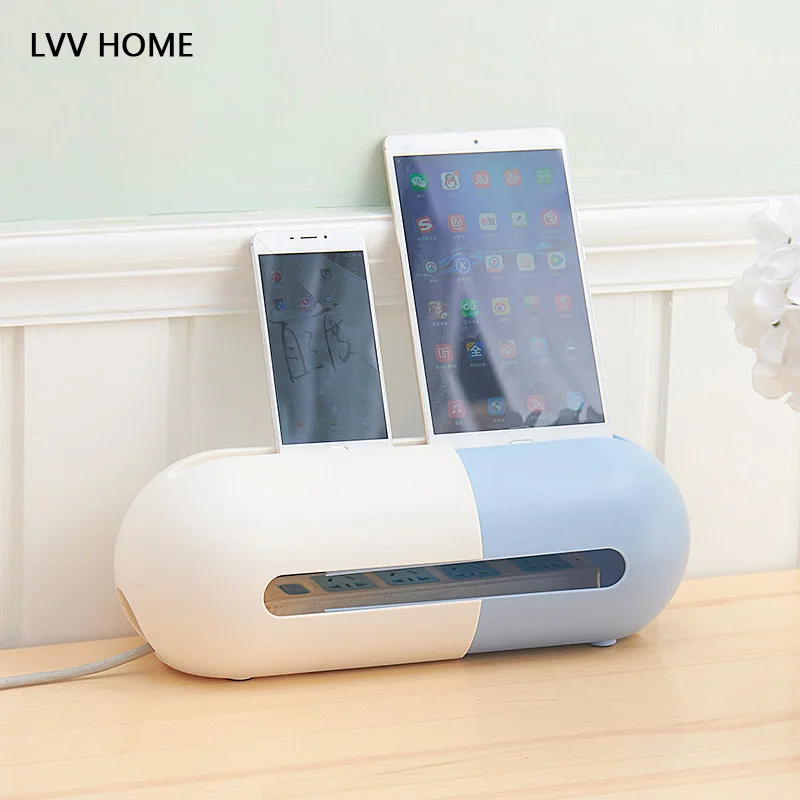 

LVV HOME scalable plug board storage box/Oval desktop commodity shelf ellular phone bracket