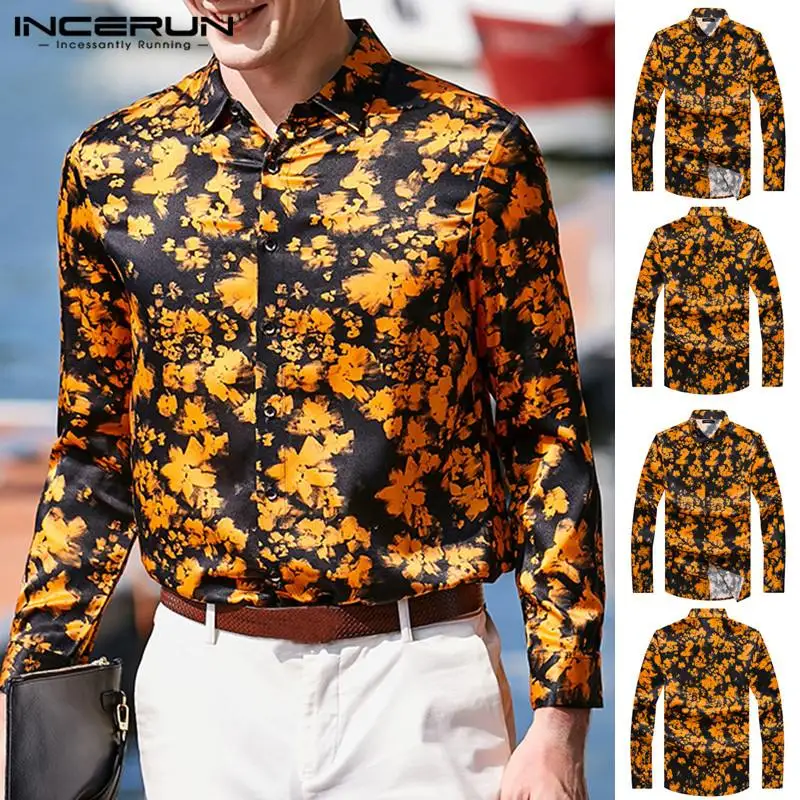 

INCERUN Men 2020 Long Sleeve Lapel Neck Polyester Spring Summer Shirt Thin Color Vertical Stripe Fashion Casual Camisa Masculina