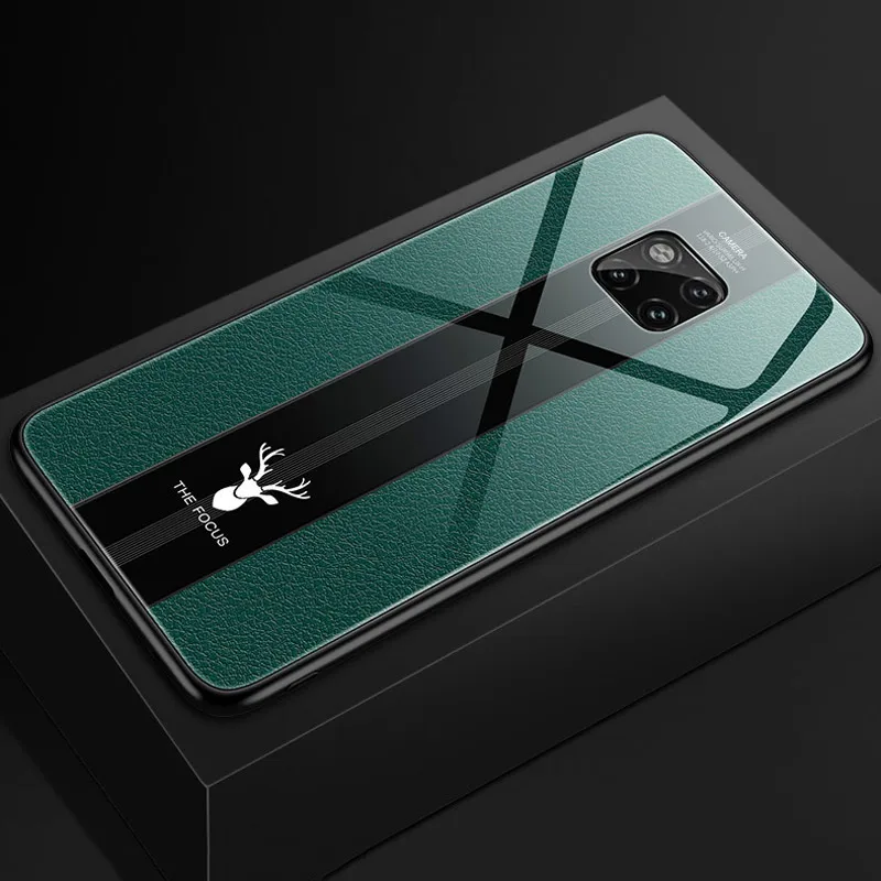 

For Huawei Mate 20 Pro Case Printed Leather Texture For Huawei Mate 20 X Case Porsche Design Glass Cover For Huawei Mate 20 RS