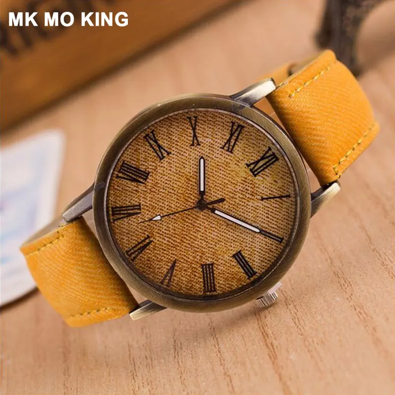 

Luxury brand yellow red quartz casual women's watch imitation jeans canvas 9 color ladies bracelet clock dw mk reloj mujer