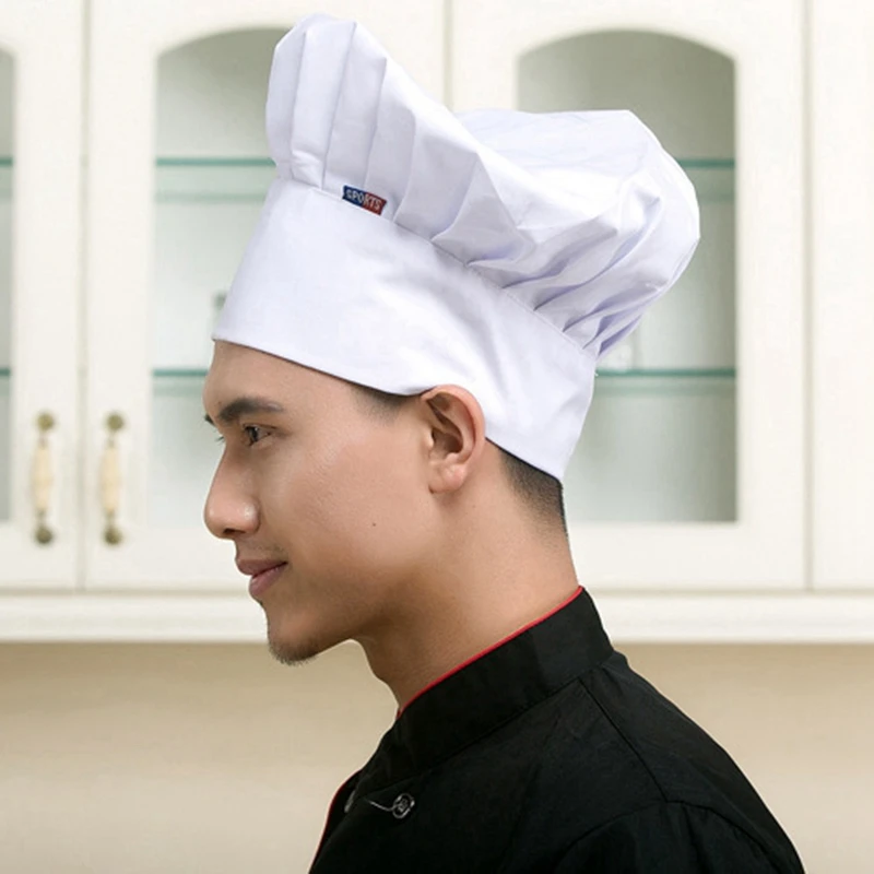 1pc Cooking Adjustable Chef Hat Men Kitchen Baker Elastic Hat Catering Cooking Cap Striped Plain Hats Working Cap DAJ9025