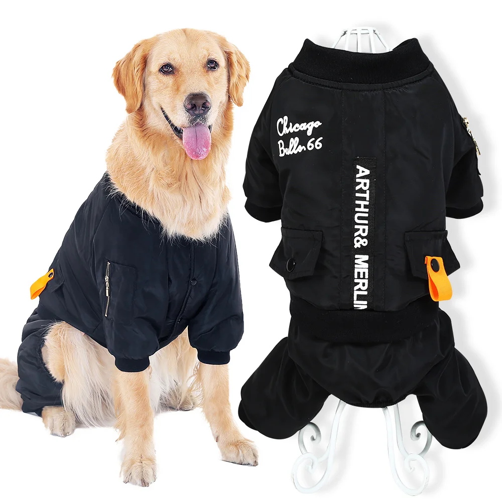 Black Large Dog Clothes Winter Warm Pet Dog Coats Big Dog