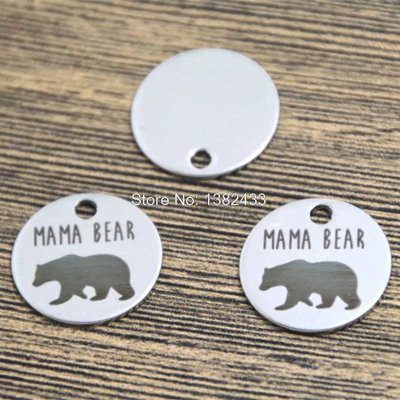 

10pcs mama bear heart charm silver tone message stainless steel charm pendant 20mm