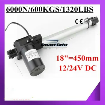 

100% Factory Original 12/24V actuator linear, 450mm/ 18inch stroke, 1320lbs/ 600kgs/ 6000N Max Load linear actuator