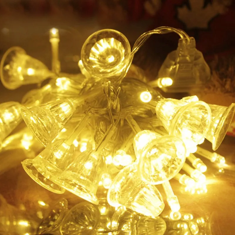 Водонепроницаемый 10 м 100 светодиоды Рождество колокольчик Строки Красочные Мерцание Лампы праздничный Декор колокольчиков партии освещение