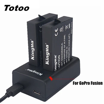 

2pcs Fusion Battery 2620mAh ASBBA-001+Micro USB Dual Battery Charger For GoPro Fusion 360 Panoramic Camera Charging Accessories